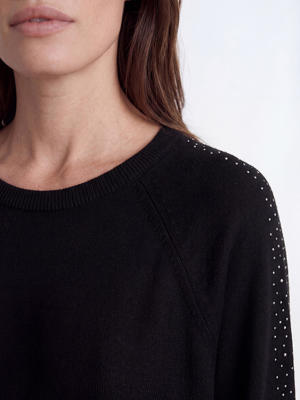 Crew Neck Rhinestone Women's Knitwear Sweater-2