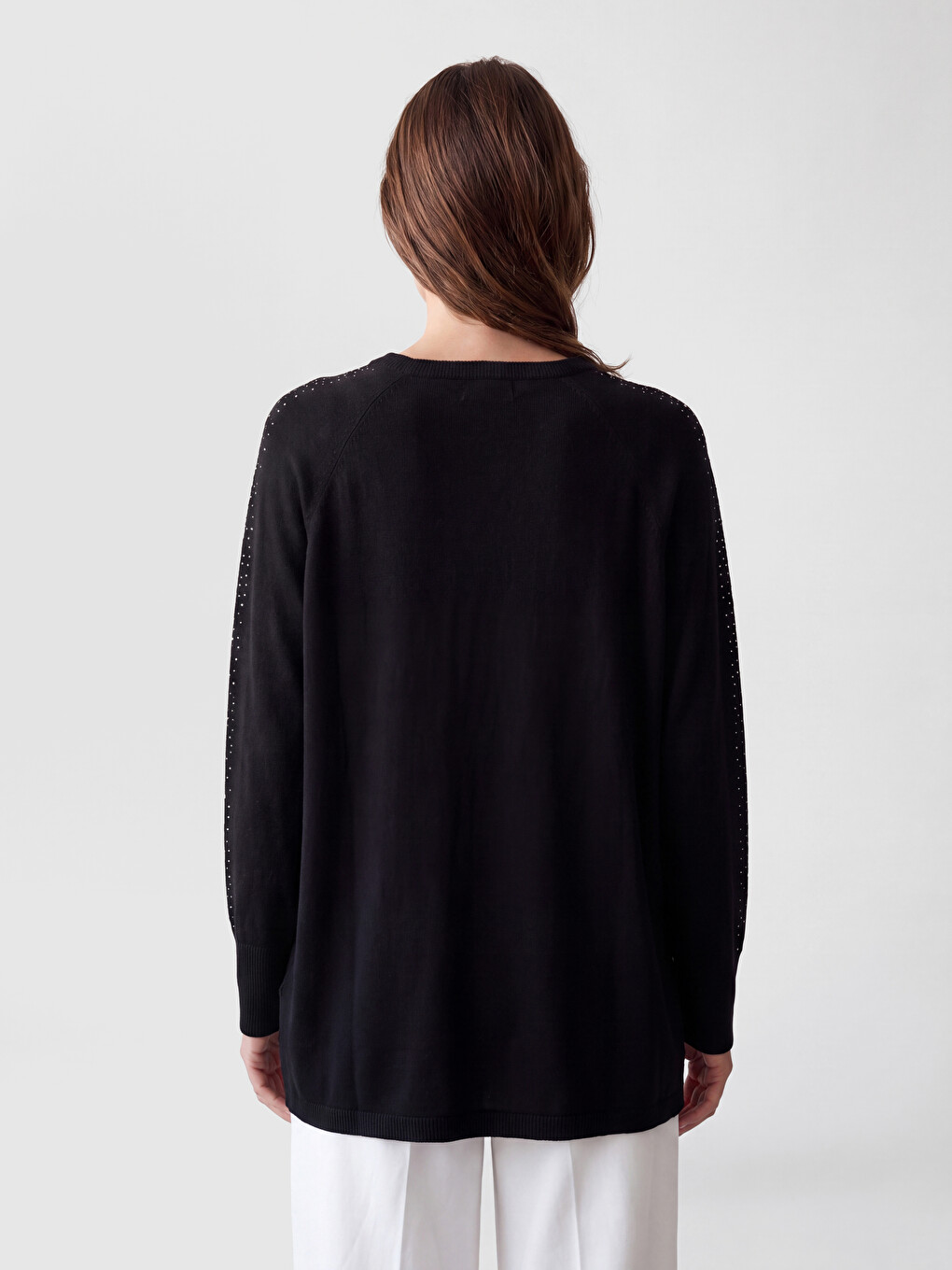 Crew Neck Rhinestone Women's Knitwear Sweater-3