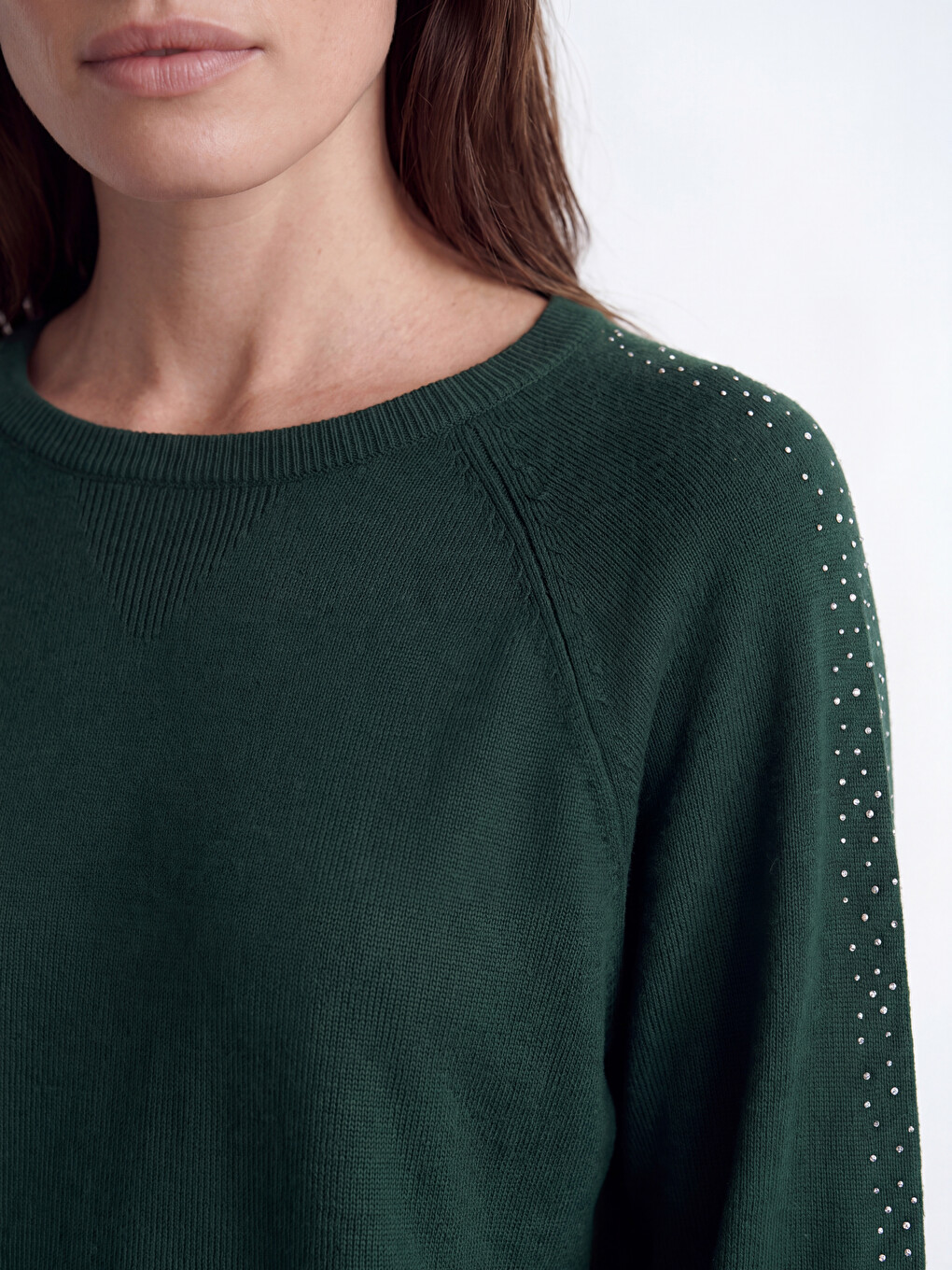 Crew Neck Rhinestone Women's Knitwear Sweater-2
