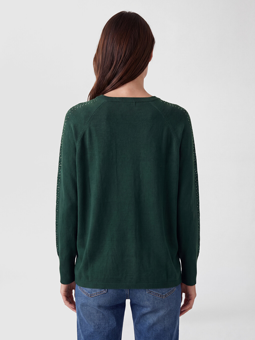 Crew Neck Rhinestone Women's Knitwear Sweater-3