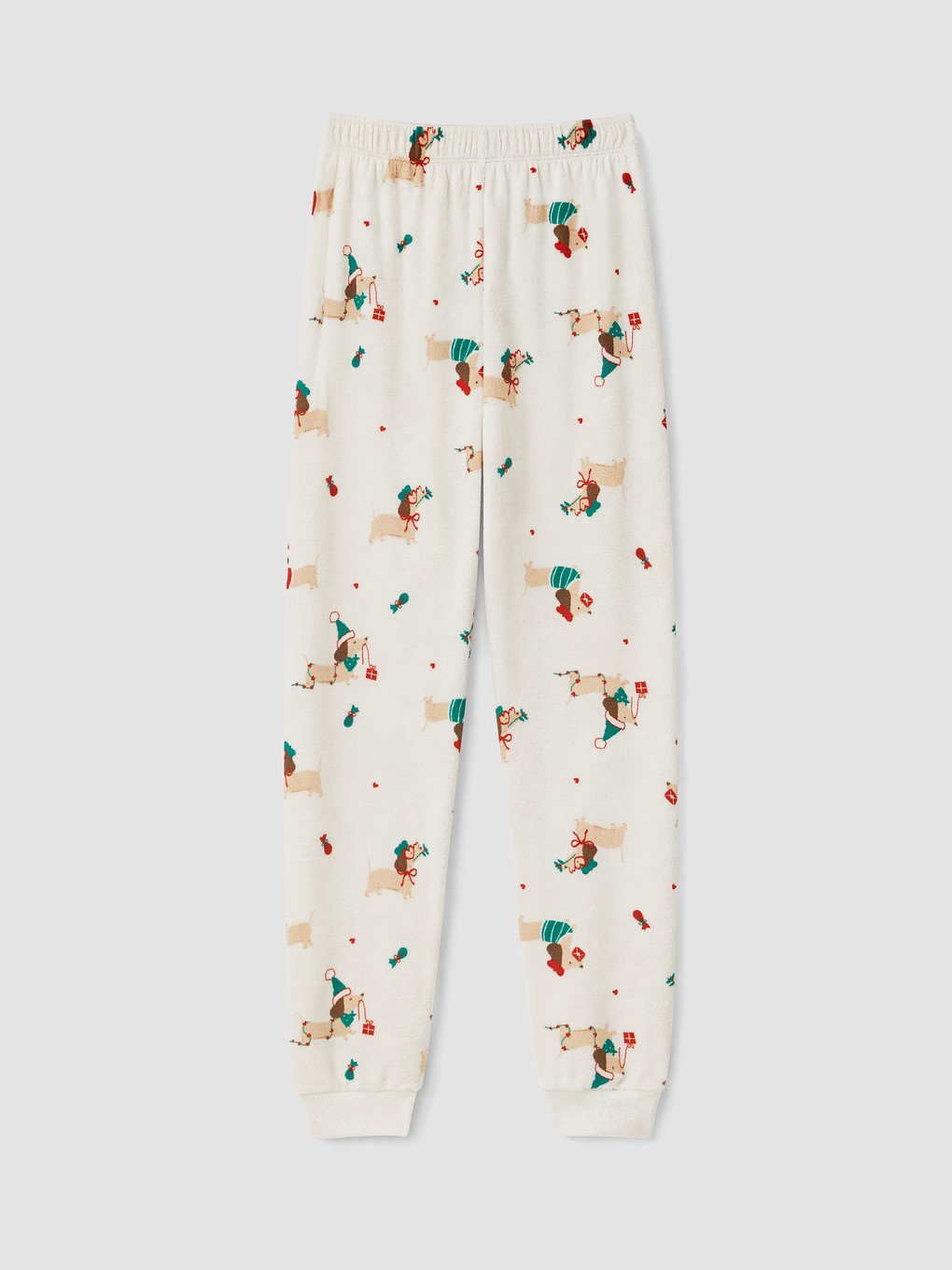 Bej Yılbaşı Temalı Kız Çocuk Kadife Pijama Takım-4