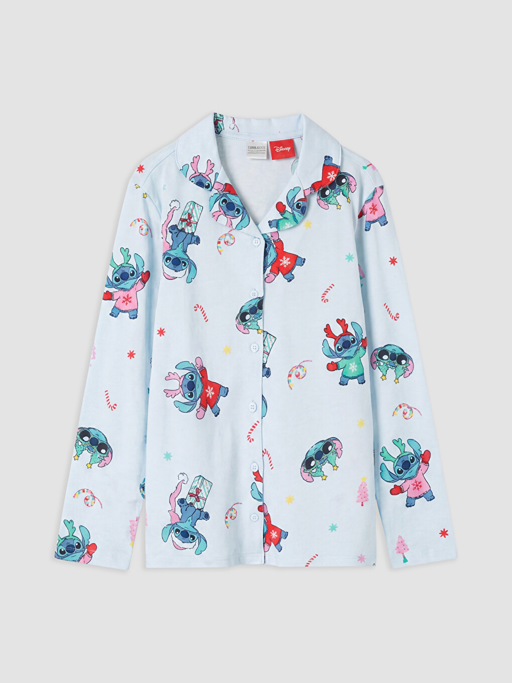 Mavi Stitch Baskılı Kız Çocuk Pijama Takımı-1