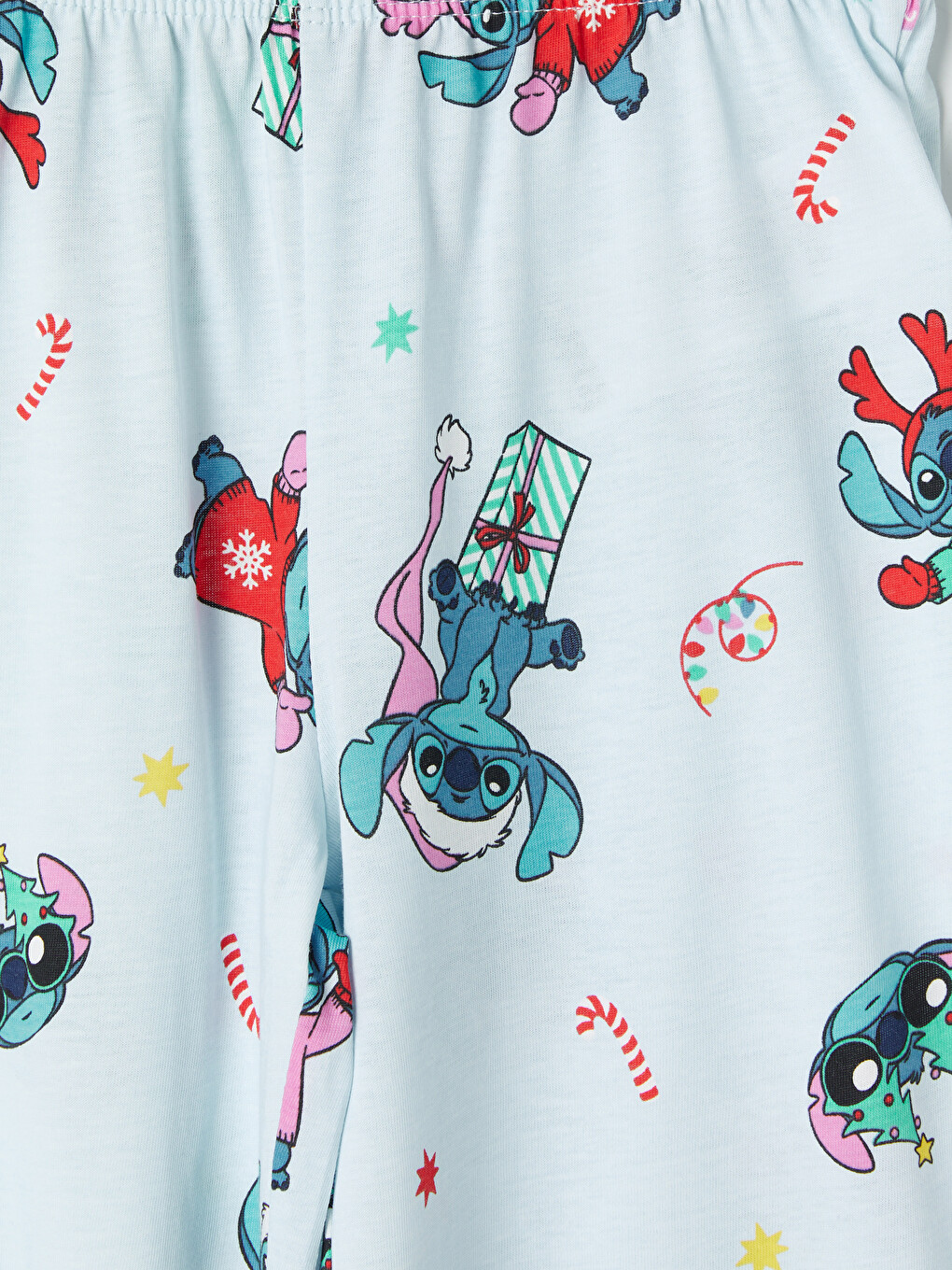 Mavi Stitch Baskılı Kız Çocuk Pijama Takımı-6