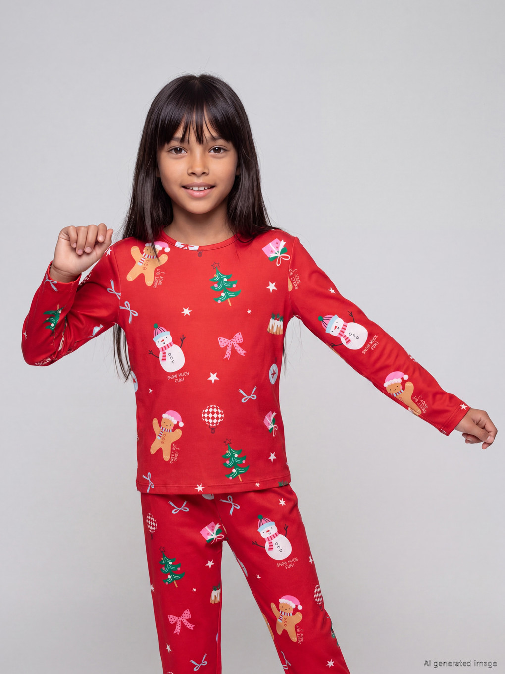 Girl Red Pyjama Set-1