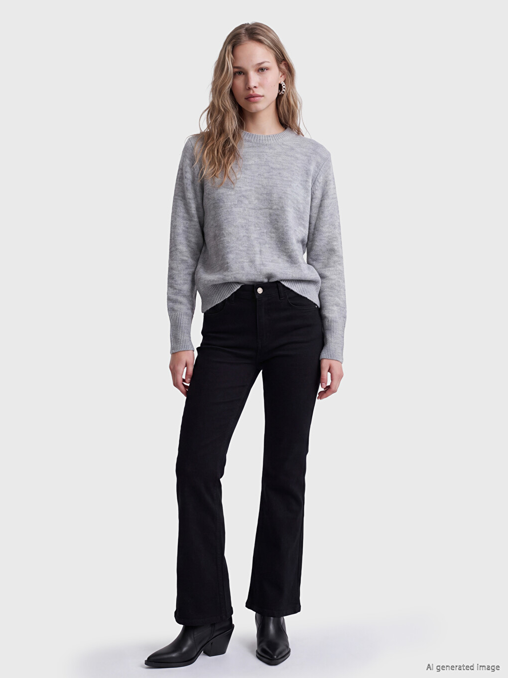 Crew Neck Women's Knitwear Sweater-1