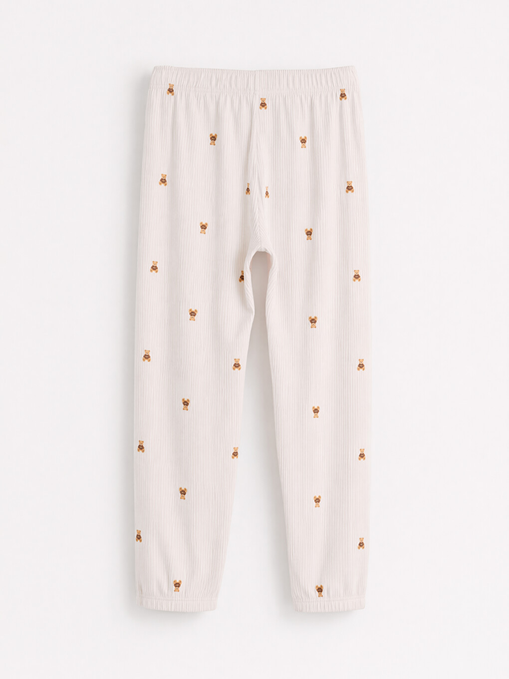 Ekru Beli Lastikli Desenli Kadın Jogger Pijama Altı-5