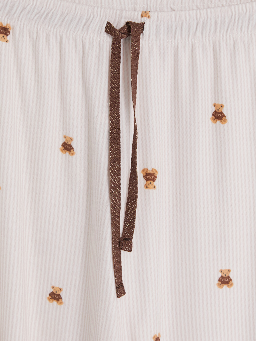 Ekru Beli Lastikli Desenli Kadın Jogger Pijama Altı-6