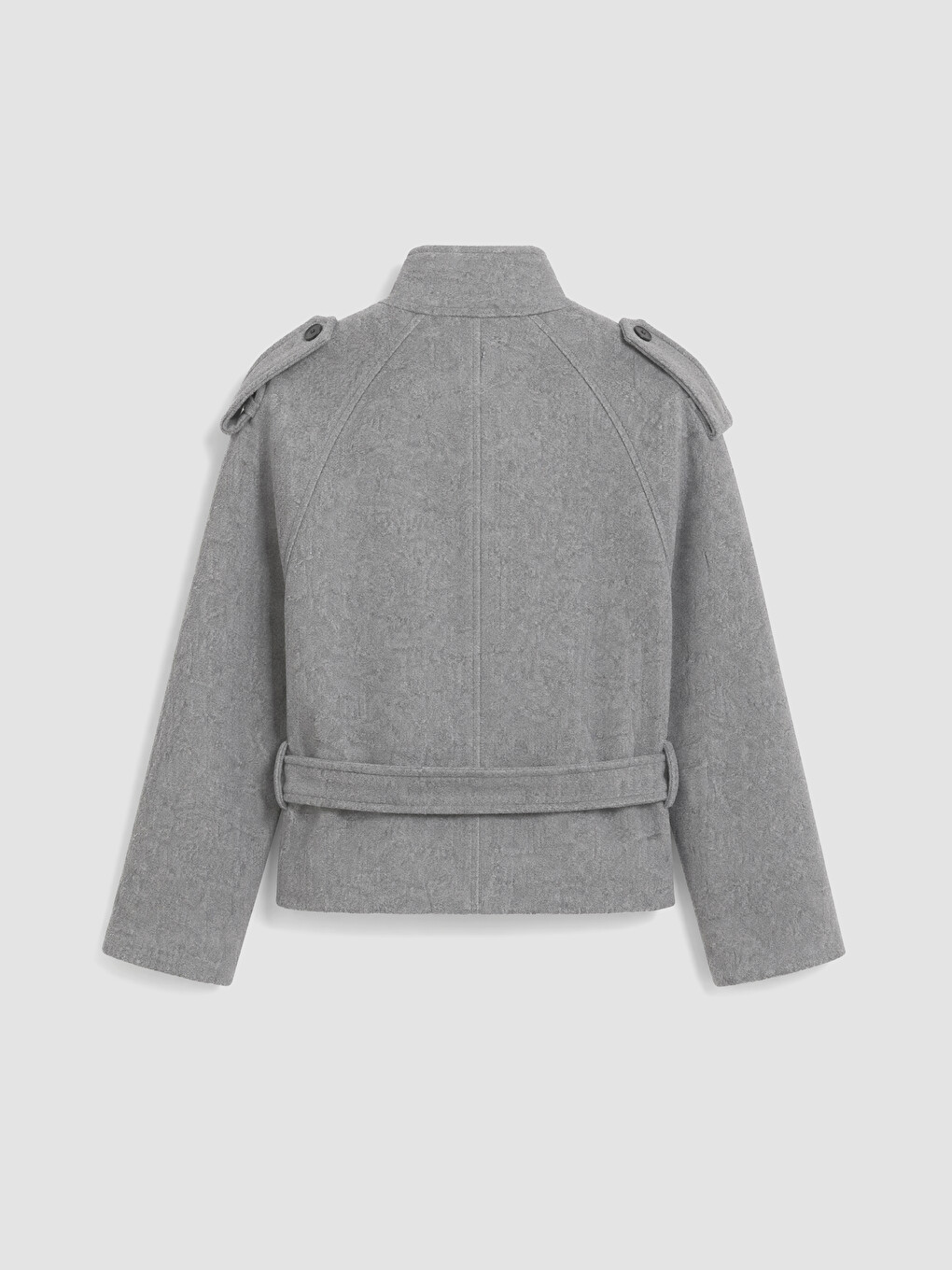 Gri Kuşaklı Oversize Kadın Kaşe Kaban-5