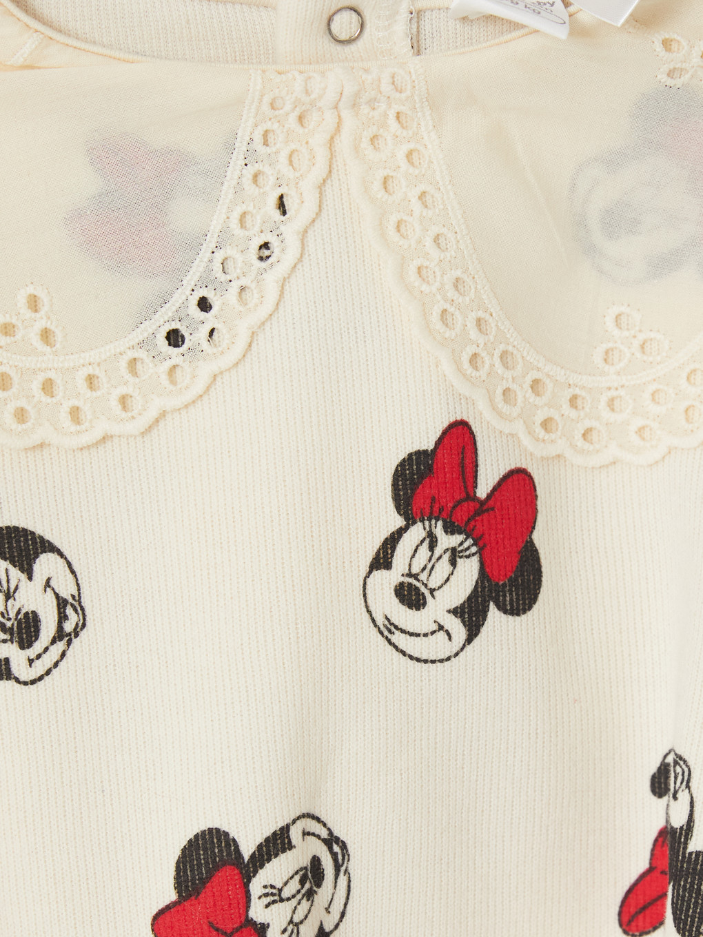 Ekru Minnie Mouse Baskılı Kız Bebek Takım-5
