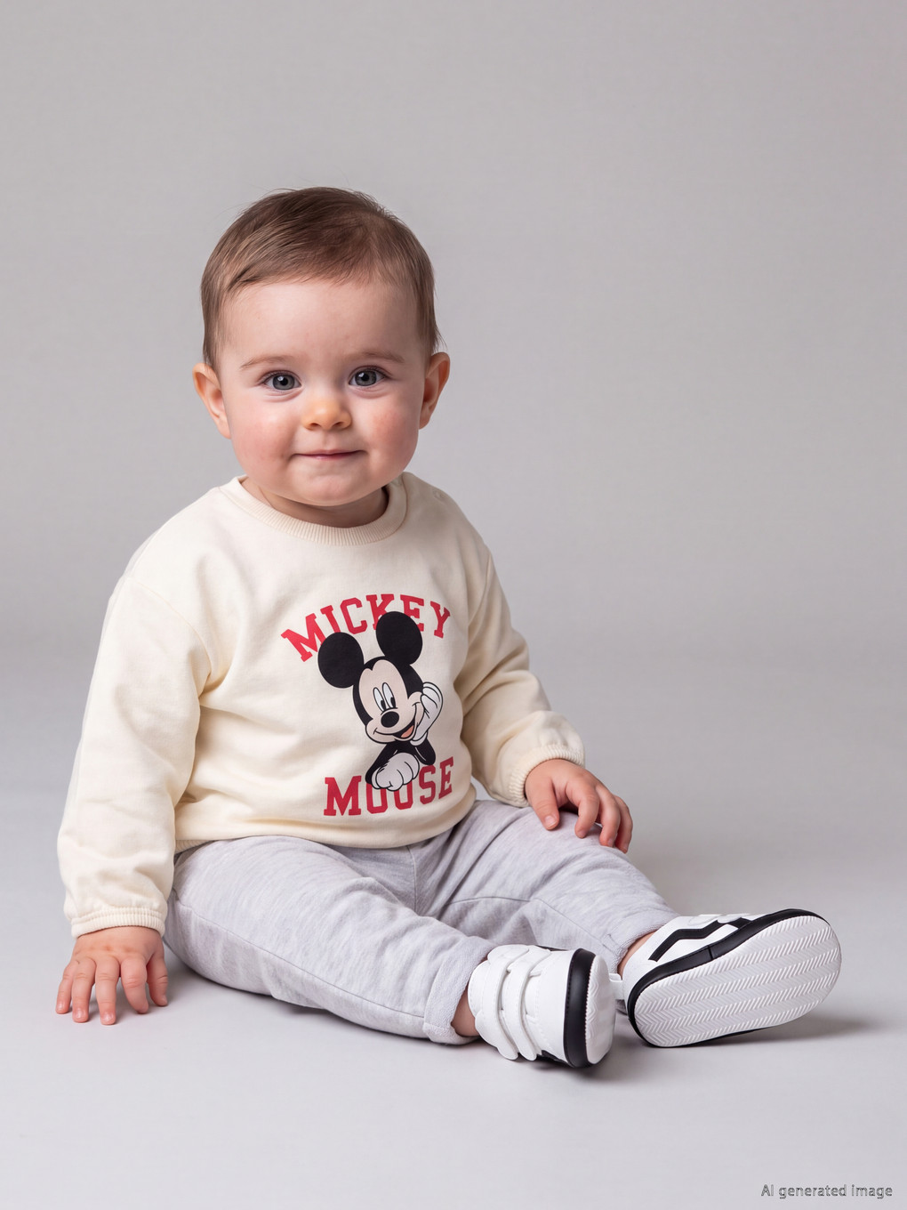 Ekru Mickey Mouse Erkek Bebek Takım