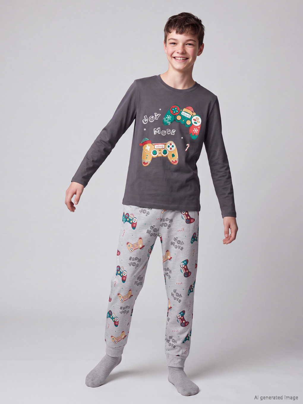  Crew Neck Boys' Pyjamas Set