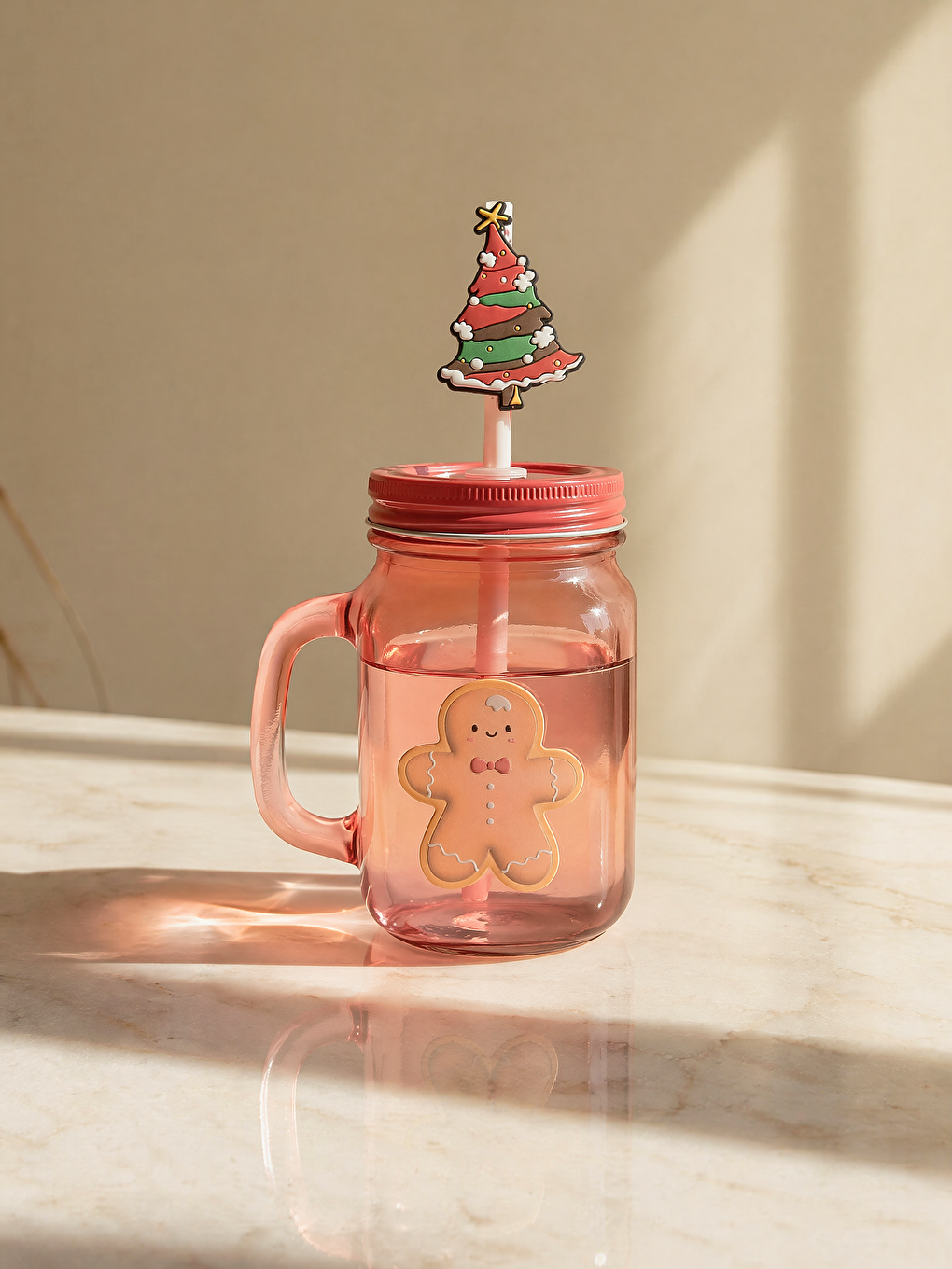 New Year's Themed Straw Glass Glass 450 Ml