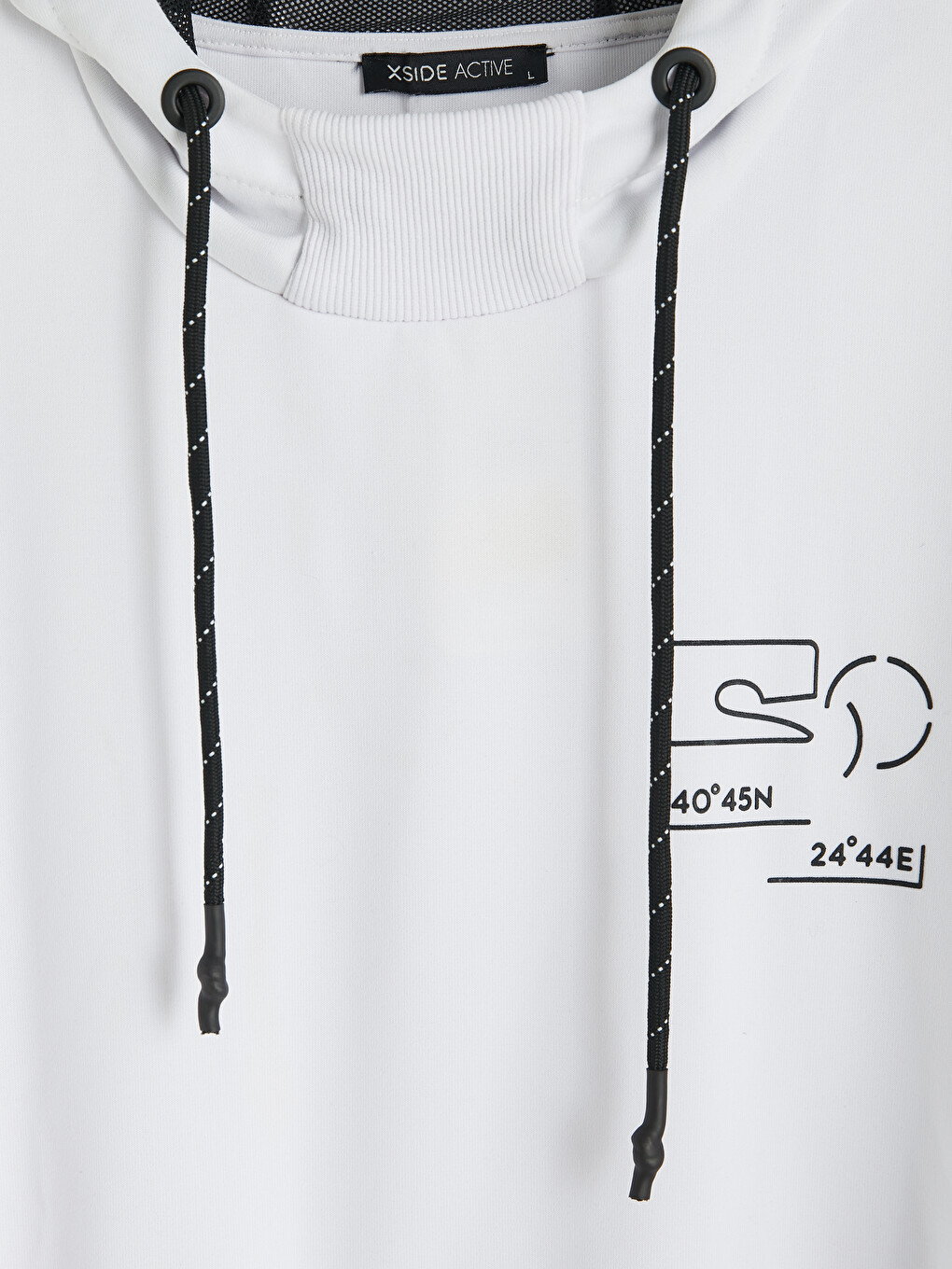Beyaz Baskılı Erkek Hoodie-5