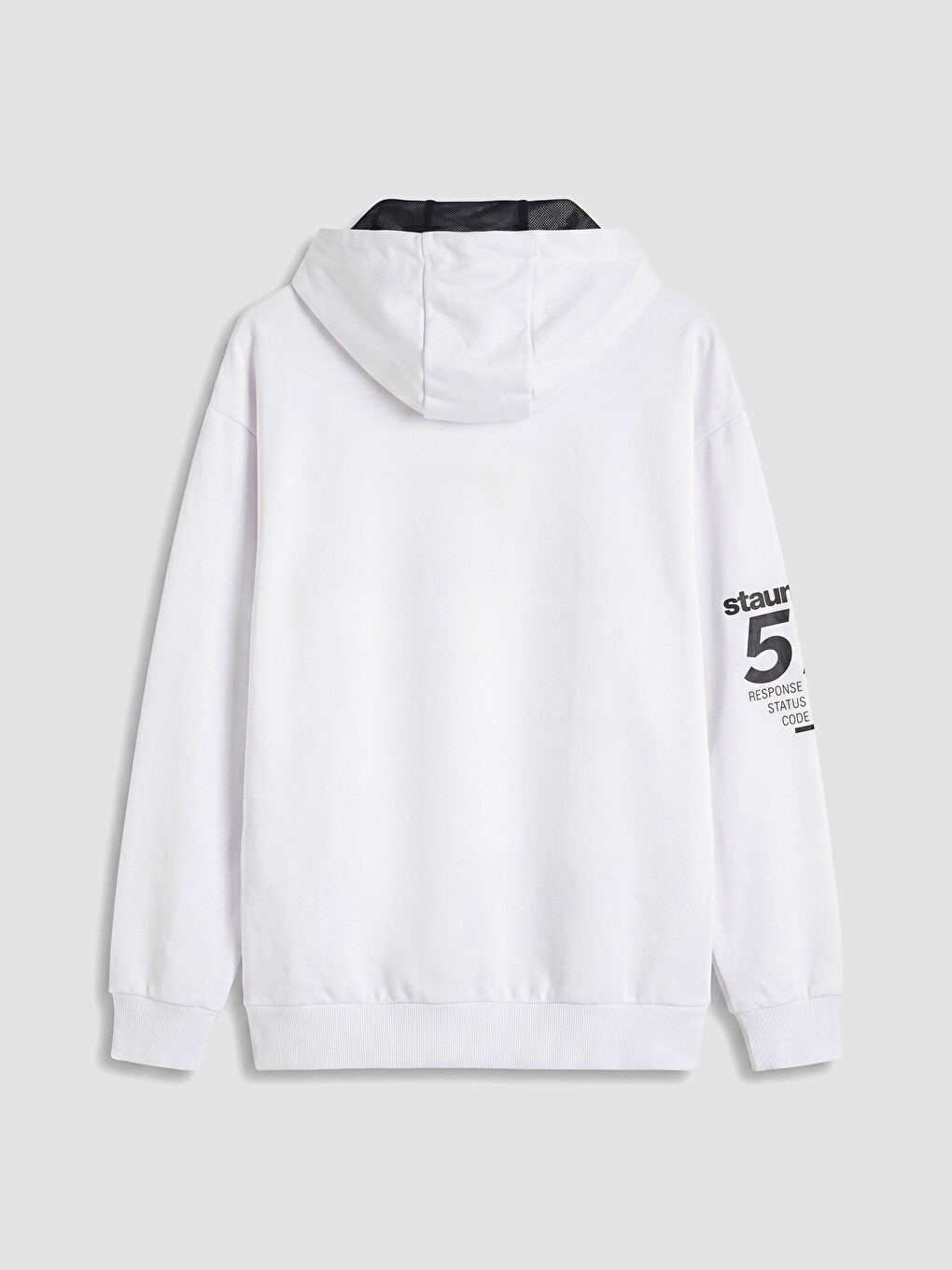 Beyaz Baskılı Erkek Hoodie-6