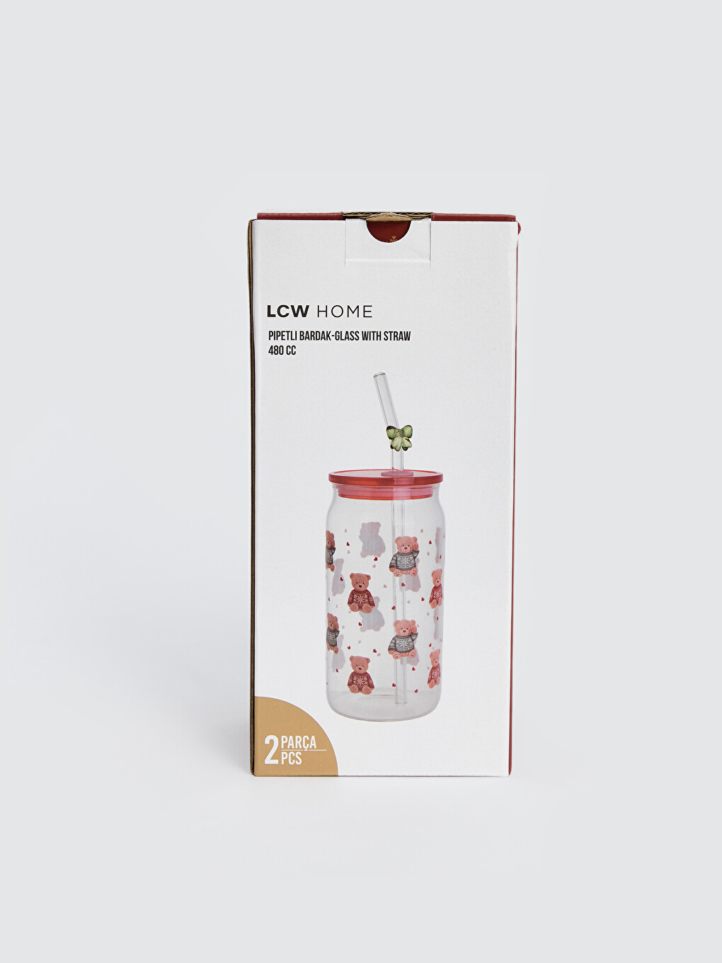 Pahar Pentru Băuturi Răcoritoare Imprimat Cu Ursuleț De Pluș Cu Pai 480 Ml-3