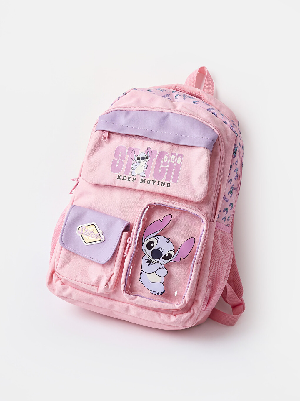 Mavi Stitch Baskılı Kız Çocuk Sırt Çantası-1