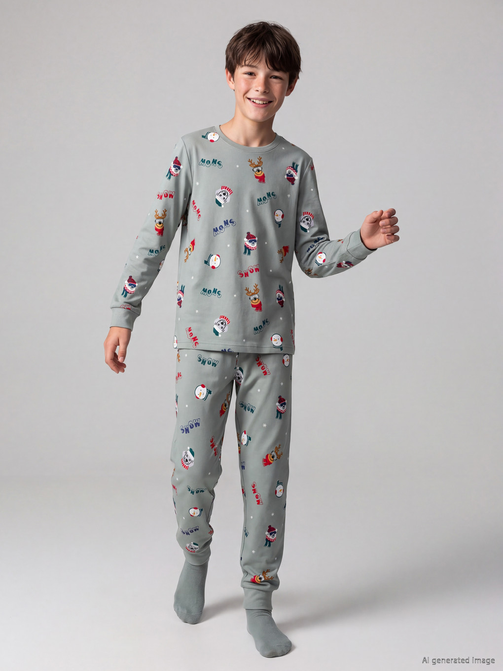 Yeni Yıl Temalı Erkek Çocuk Pijama Takımı