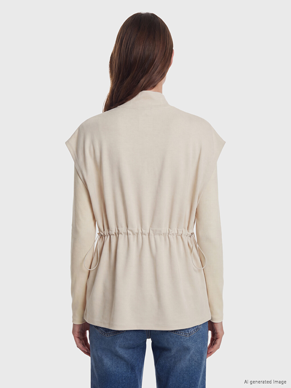 Mock Neck Ruched Oversize Women's Waistcoat-3