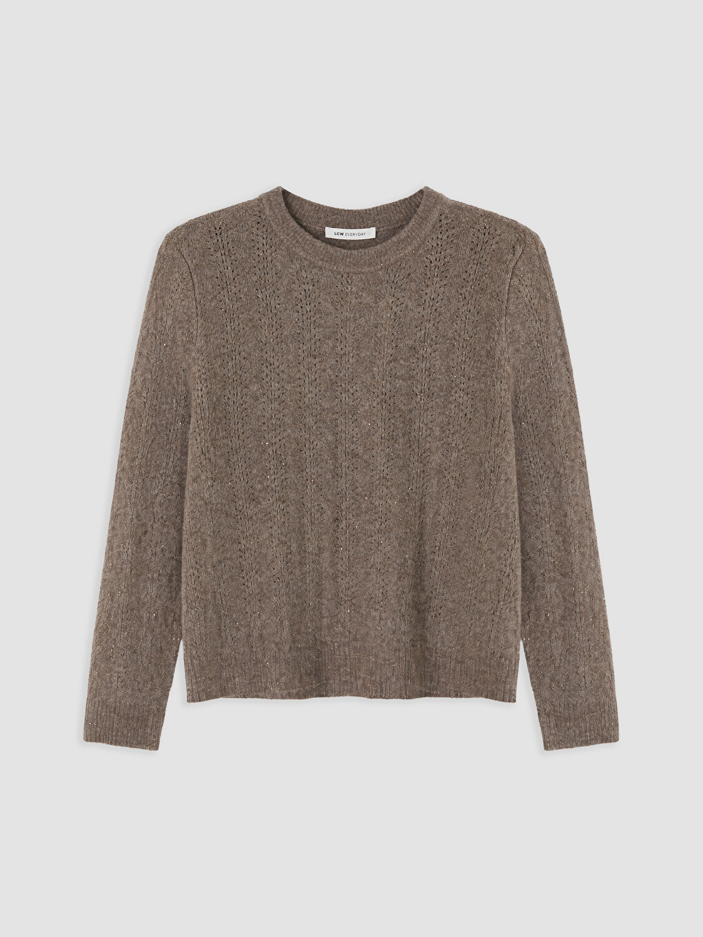 Crew Neck Open-knit Women's Knitwear Sweater-4
