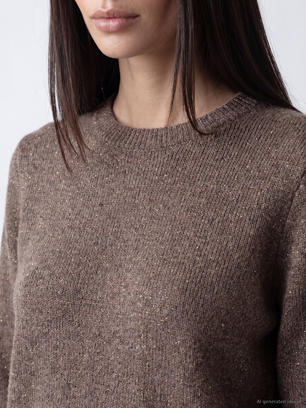 Crew Neck Open-knit Women's Knitwear Sweater-2