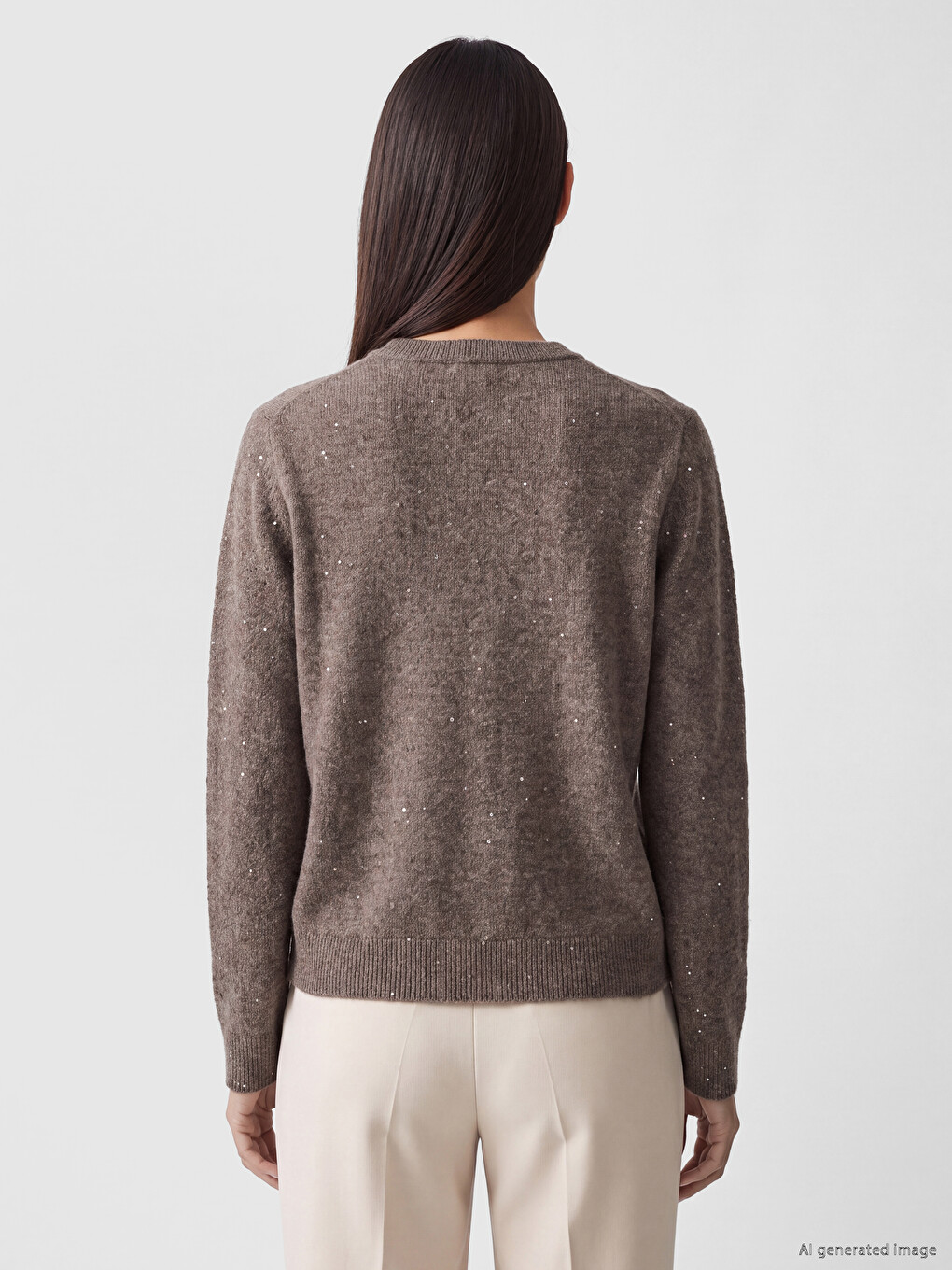Crew Neck Open-knit Women's Knitwear Sweater-3