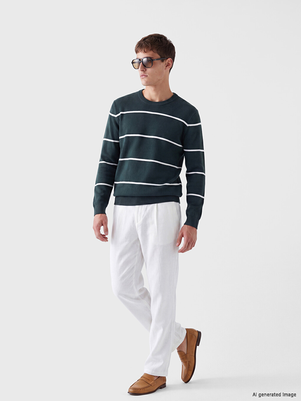Crew Neck Striped Men's Knitwear Sweater-1