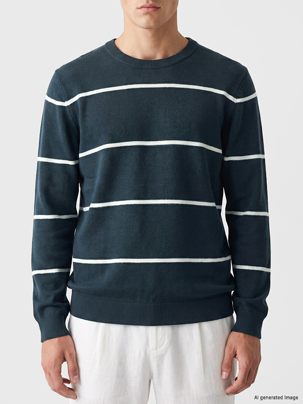 Crew Neck Striped Men's Knitwear Sweater-2