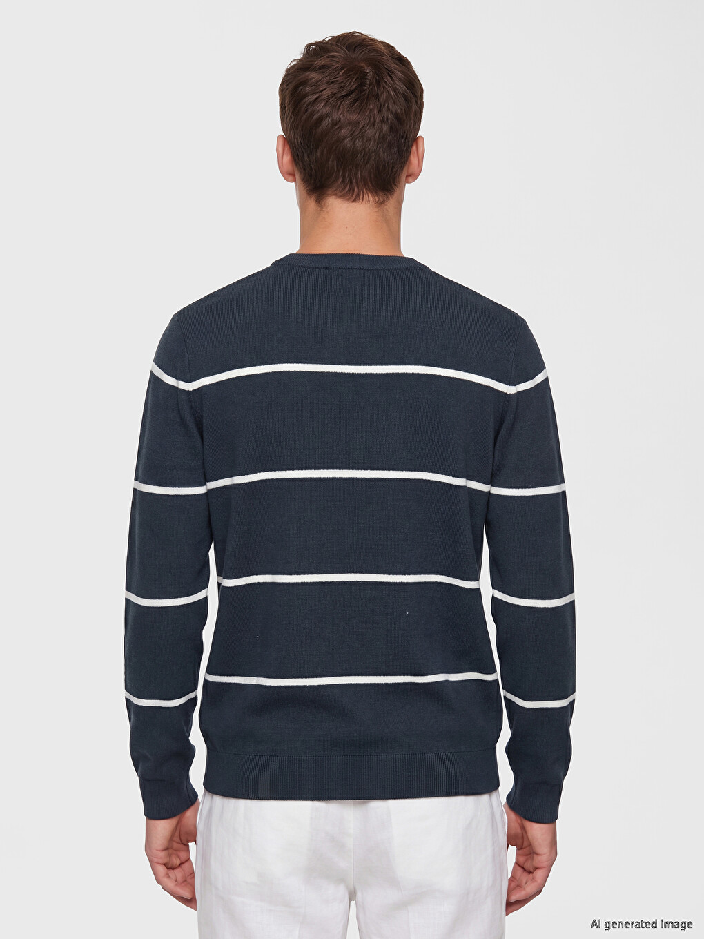 Crew Neck Striped Men's Knitwear Sweater-3