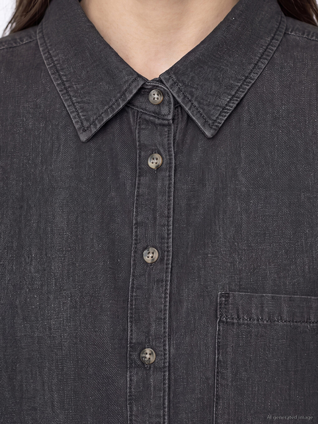 Pocketed Oversize Women's Jean Shirt Tunic-2