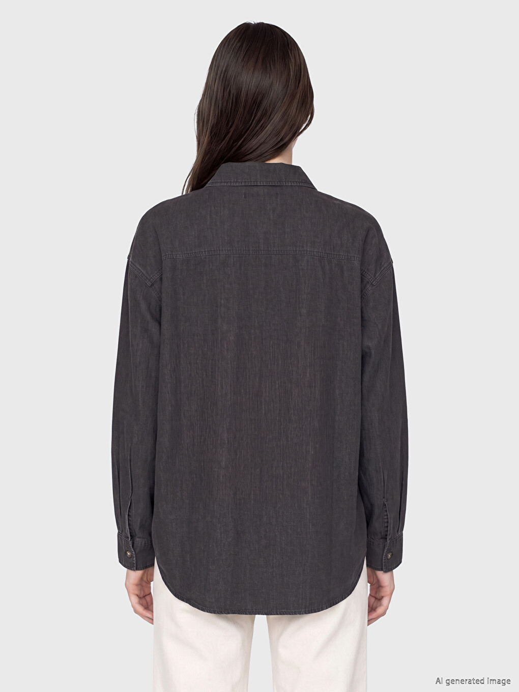 Pocketed Oversize Women's Jean Shirt Tunic-3