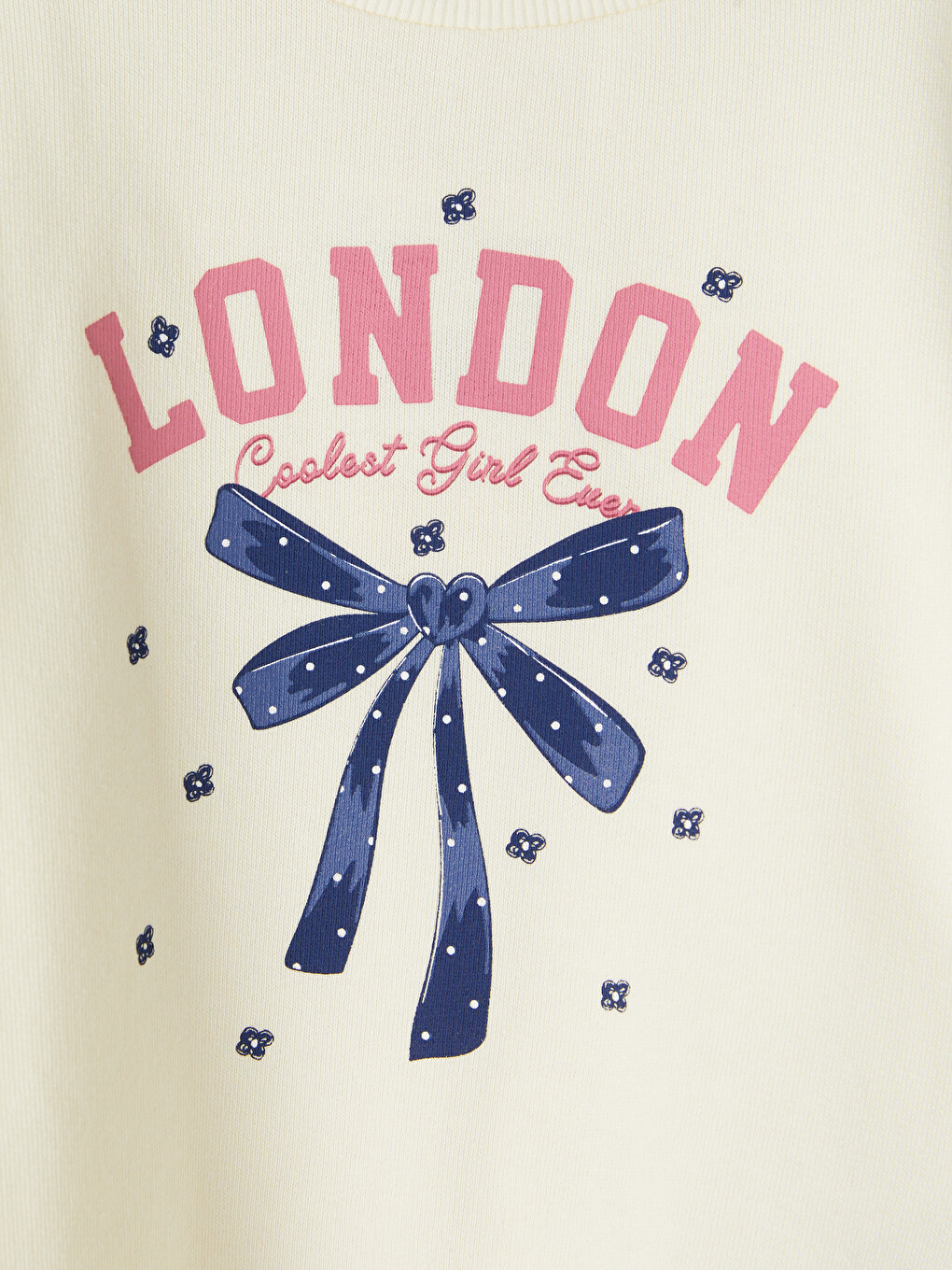 Ekru London Baskılı Kız Çocuk Sweatshirt-1