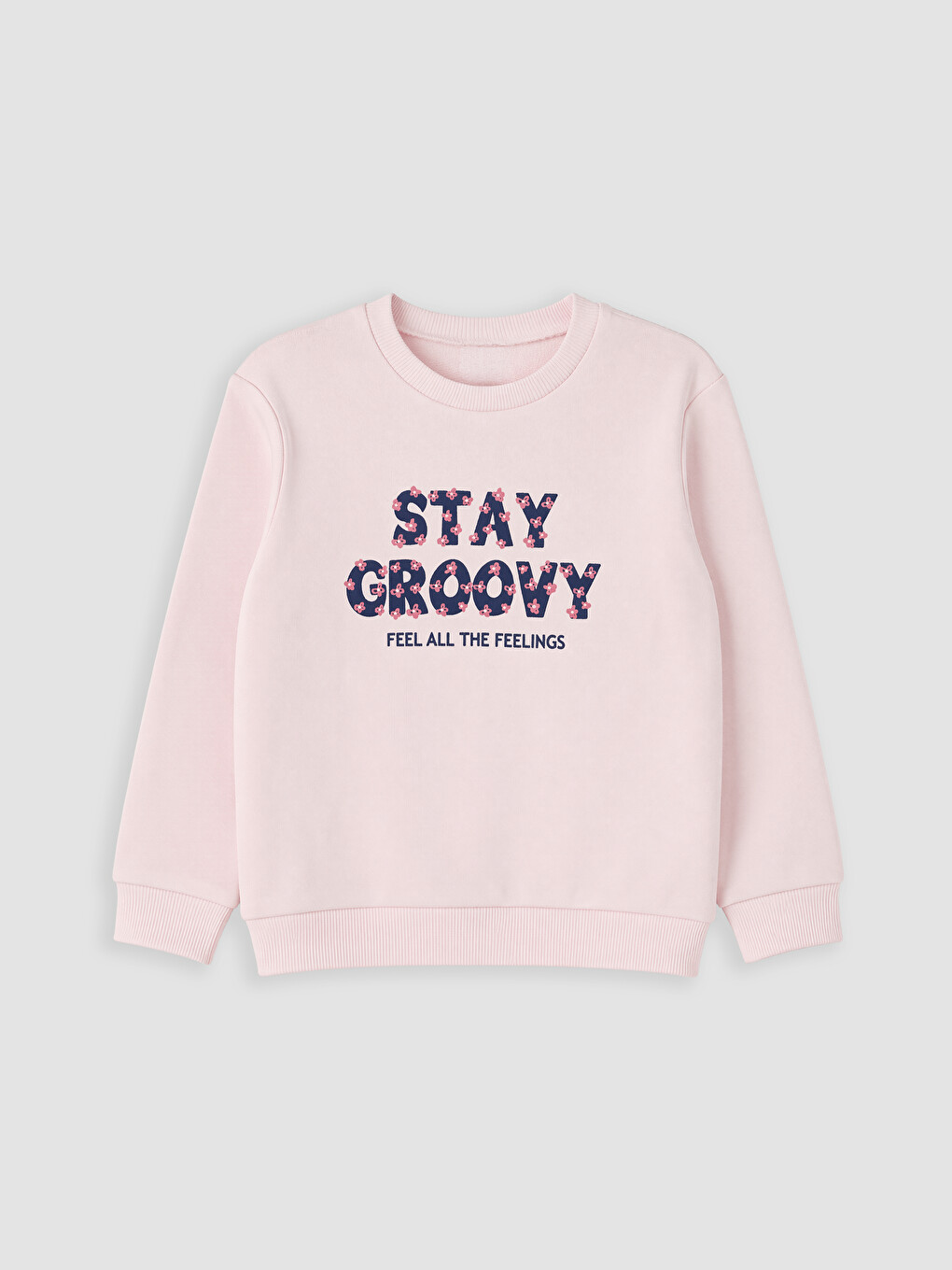 Pembe Bisiklet Yaka Baskılı Kız Çocuk Sweatshirt