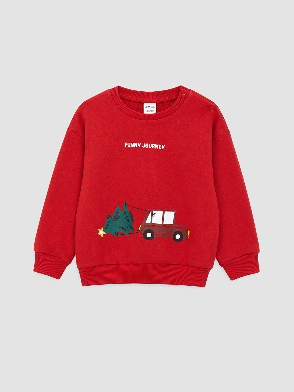 Kırmızı Baskılı Erkek Bebek Sweatshirt Ve Eşofman Altı Takım-1