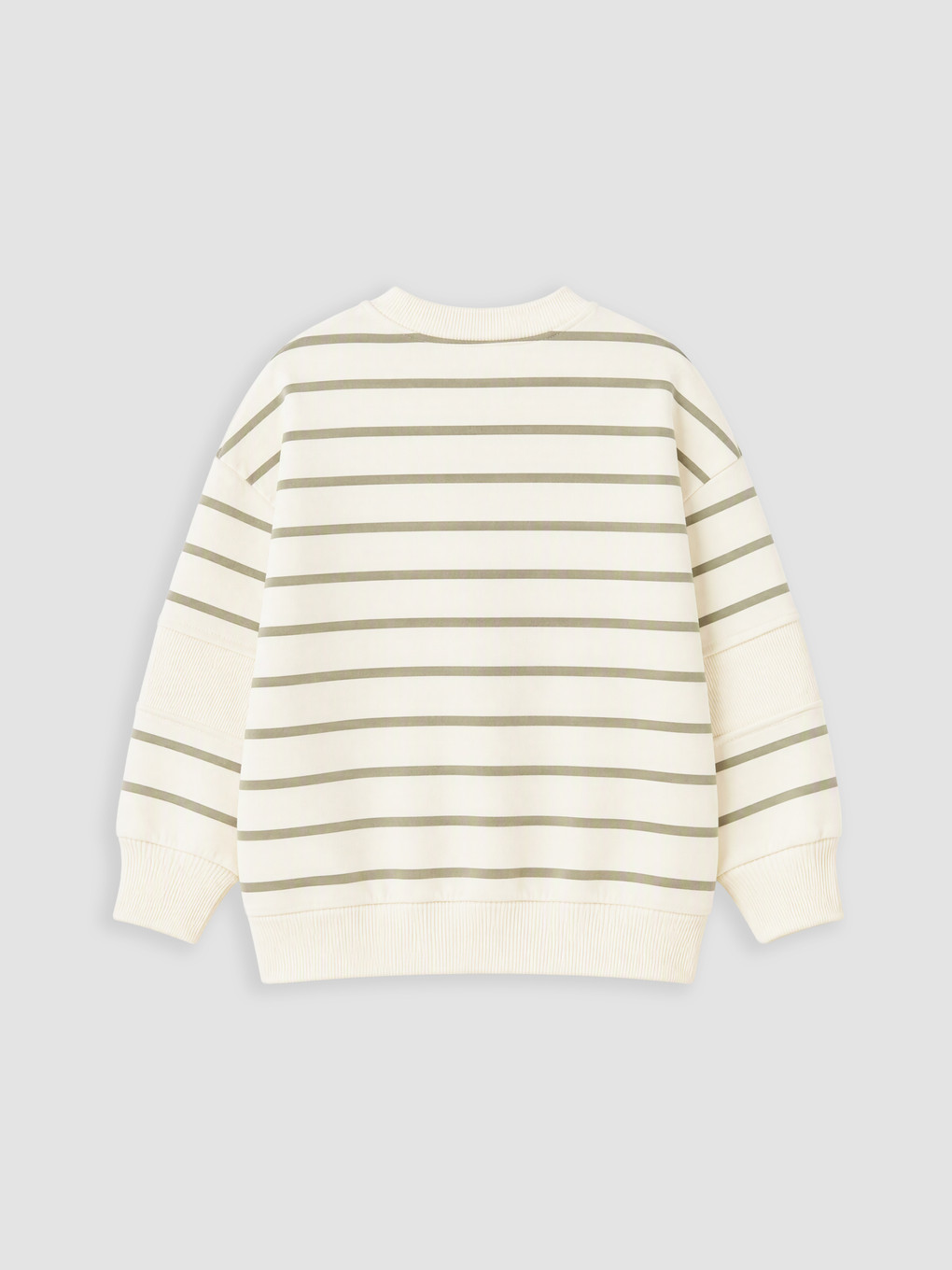 Haki Bisiklet Yaka Çizgili Erkek Bebek Sweatshirt-2