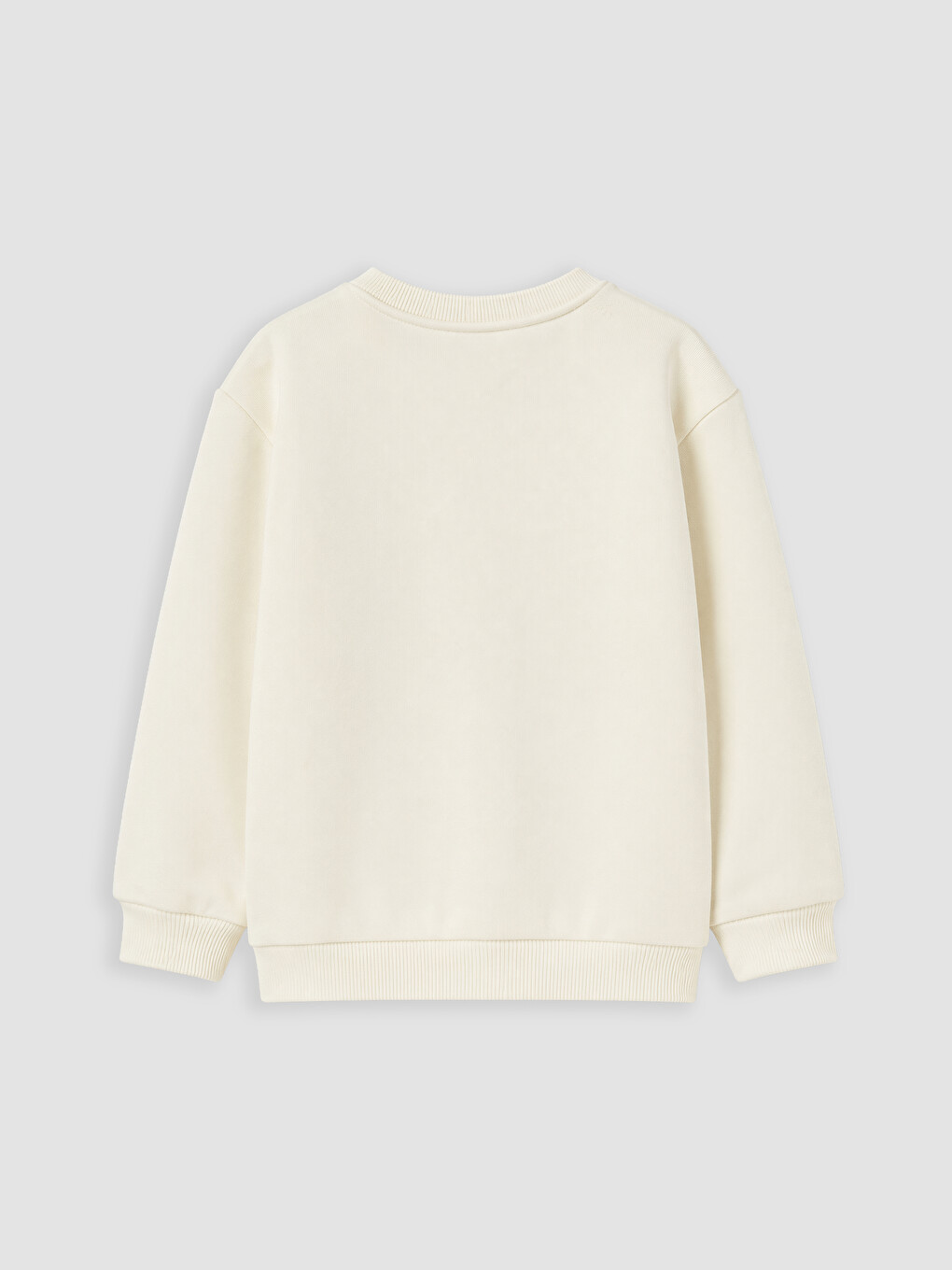 Ekru Bisiklet Yaka Baskılı Kız Çocuk Sweatshirt-2