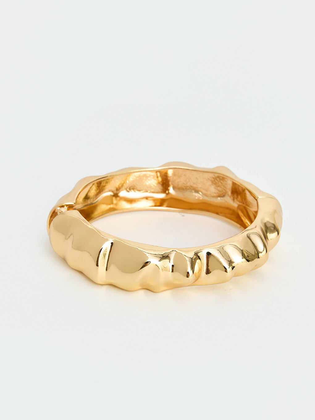 Gold Ridged Women Cuff Bracelet
