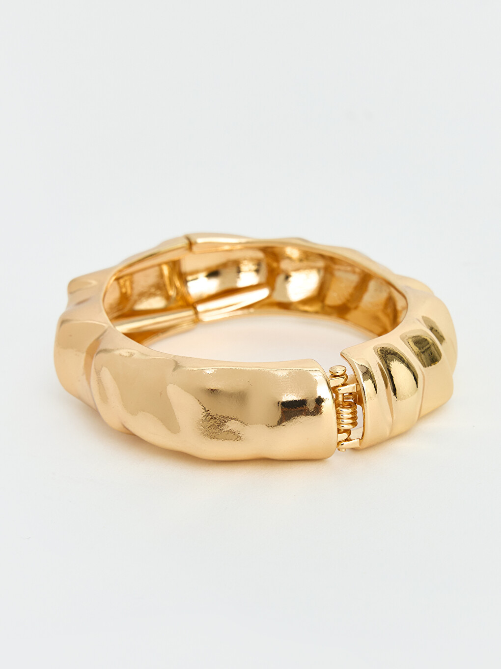 Gold Ridged Women Cuff Bracelet-1