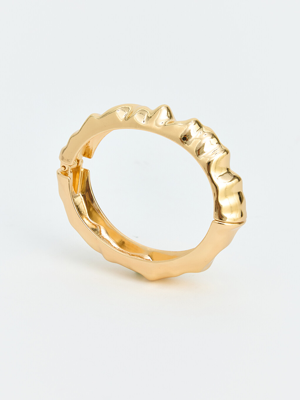 Gold Ridged Women Cuff Bracelet-2