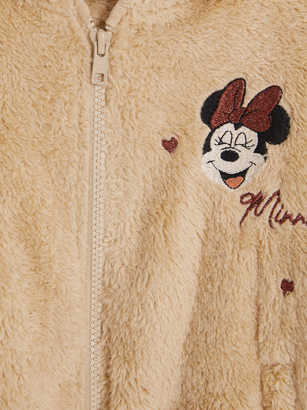 Minnie Mouse Nakışlı Kız Çocuk Pelüş Fermuarlı Sweatshirt-2