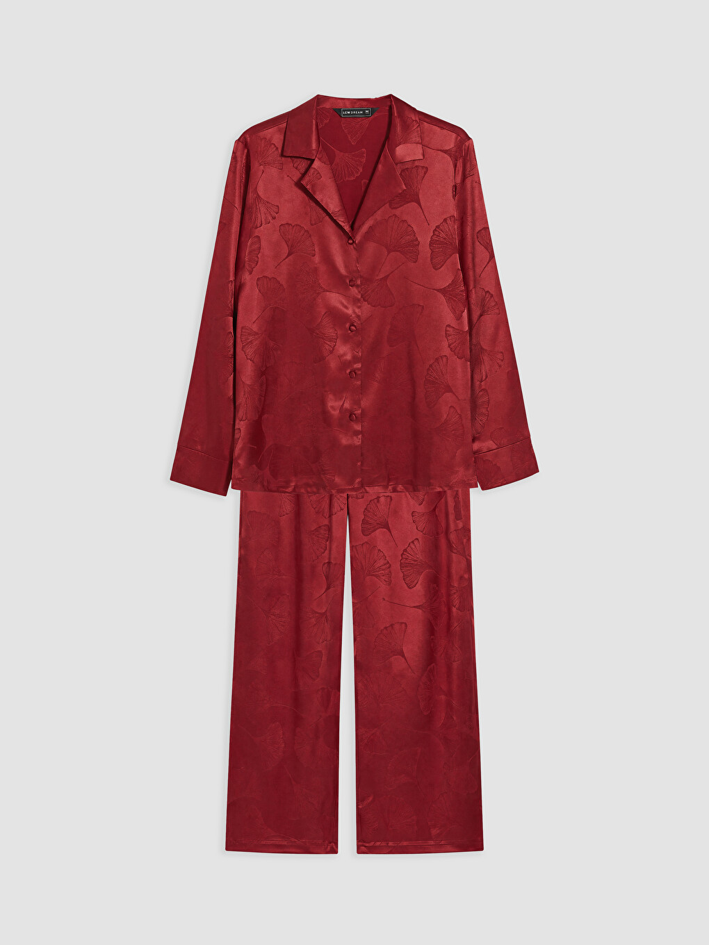 Set De Pijama Din Satin Pentru Femei Cu Model, Cu Guler De Cămașă-4
