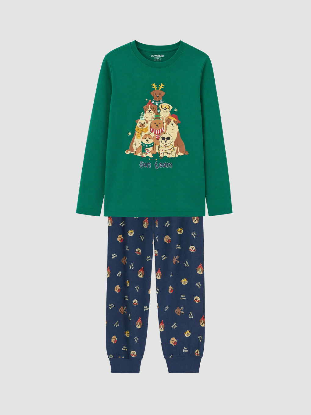 Yeşil Yılbaşı Temalı Erkek Çocuk Pijama Takım