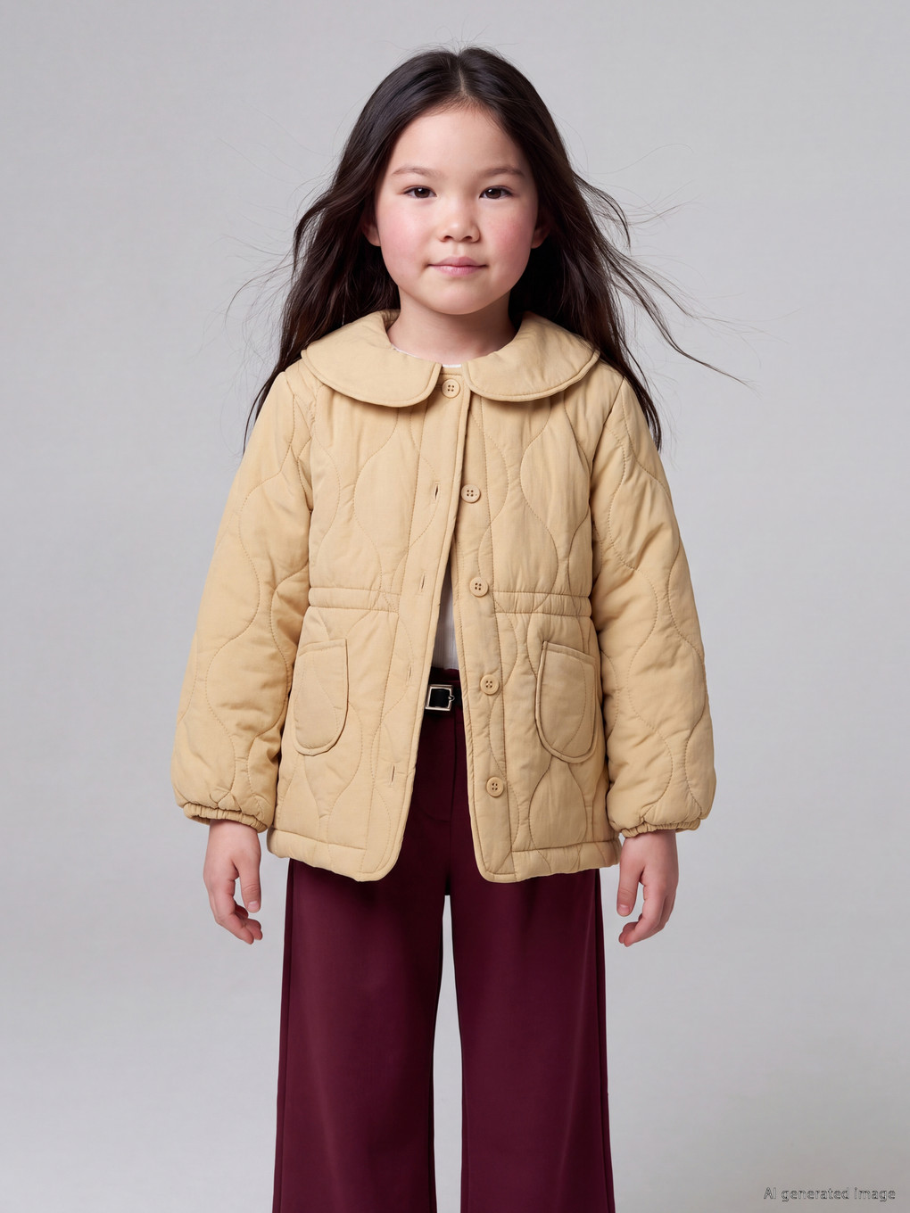  Peter Pan Collar Quilted Girls' Coat