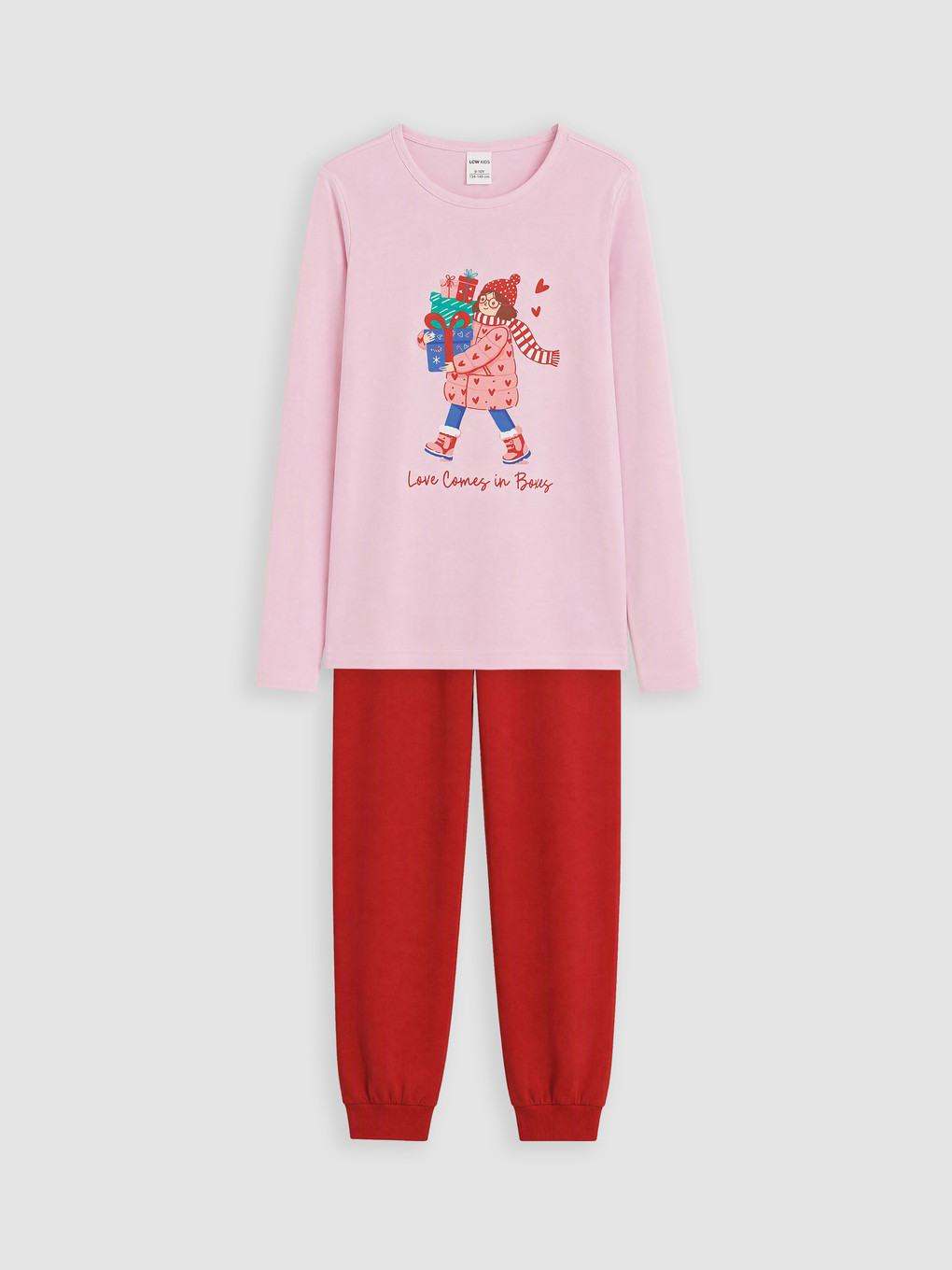 Crew Neck Printed Girls' Pyjamas Set