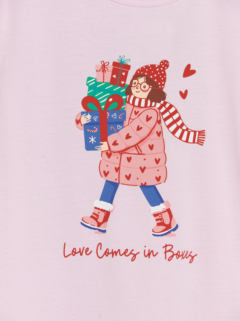 Crew Neck Printed Girls' Pyjamas Set-2
