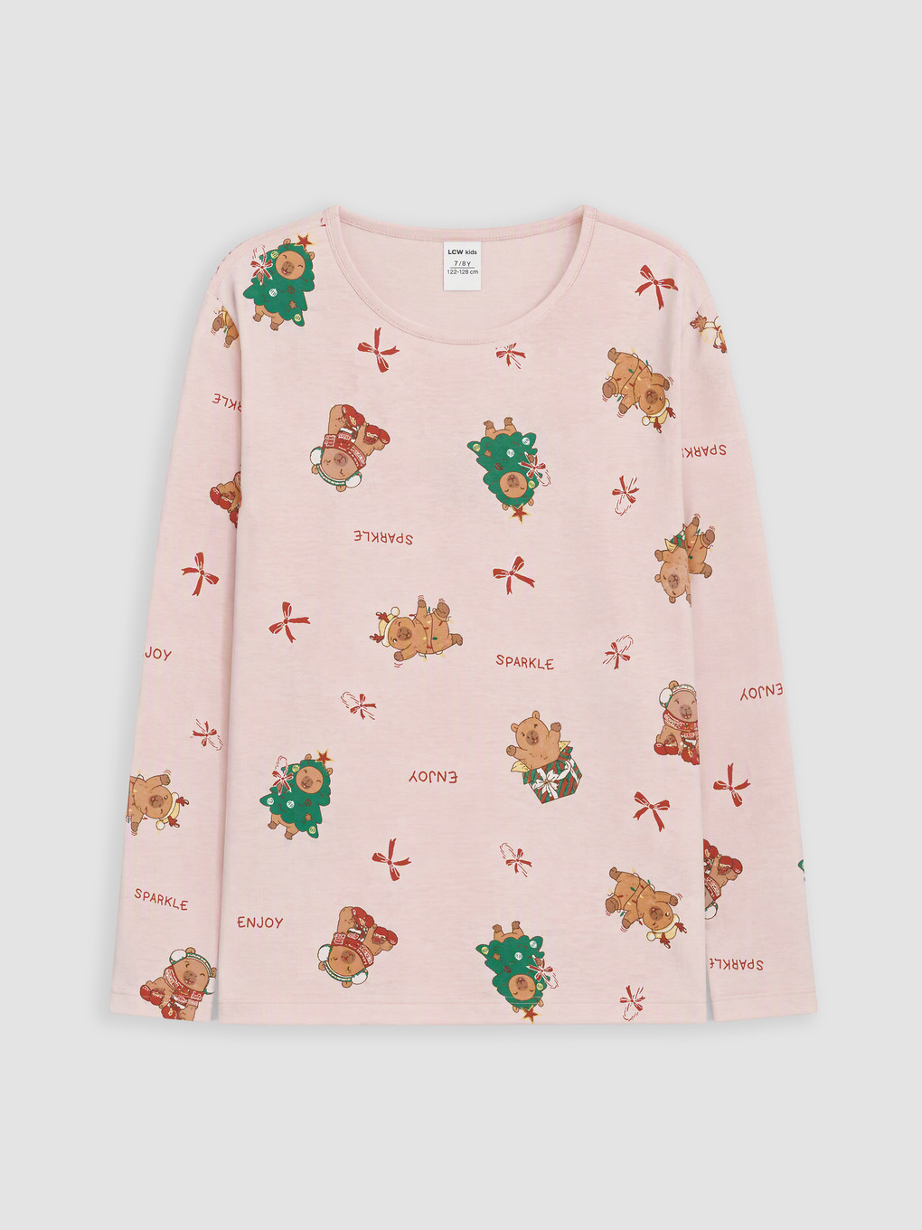 Crew Neck Printed Girls' Pyjamas Set-1