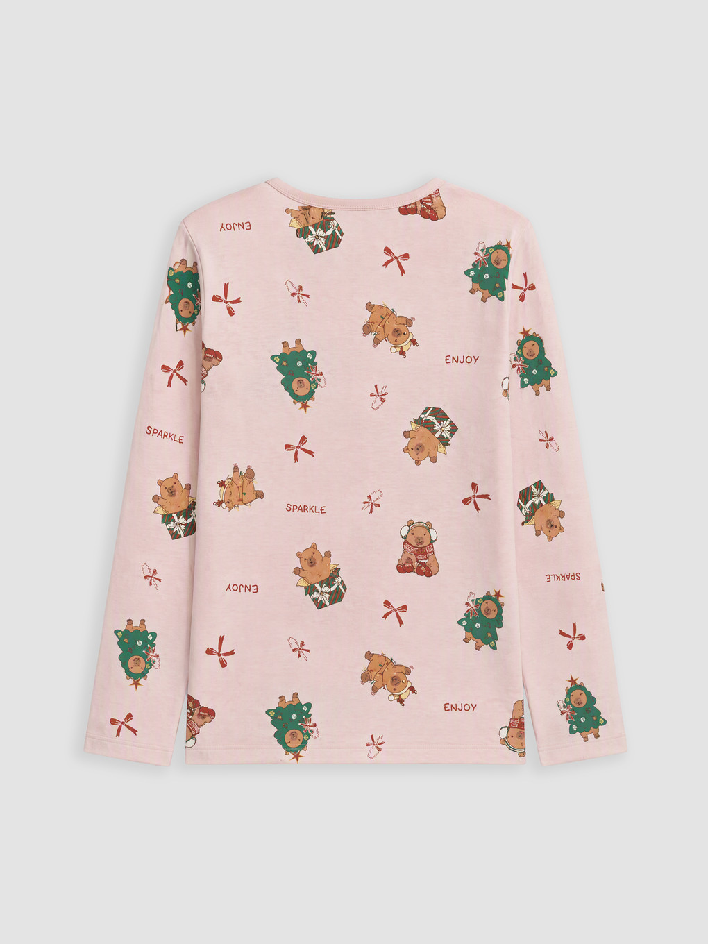 Crew Neck Printed Girls' Pyjamas Set-3