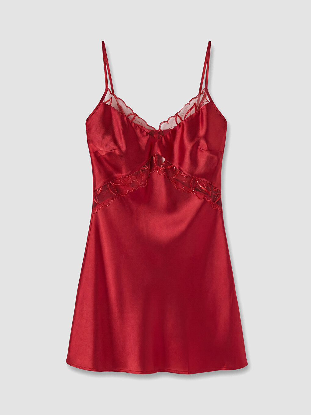 V Neck Strappy Satin Lace Women's Fancy Nightdress-4