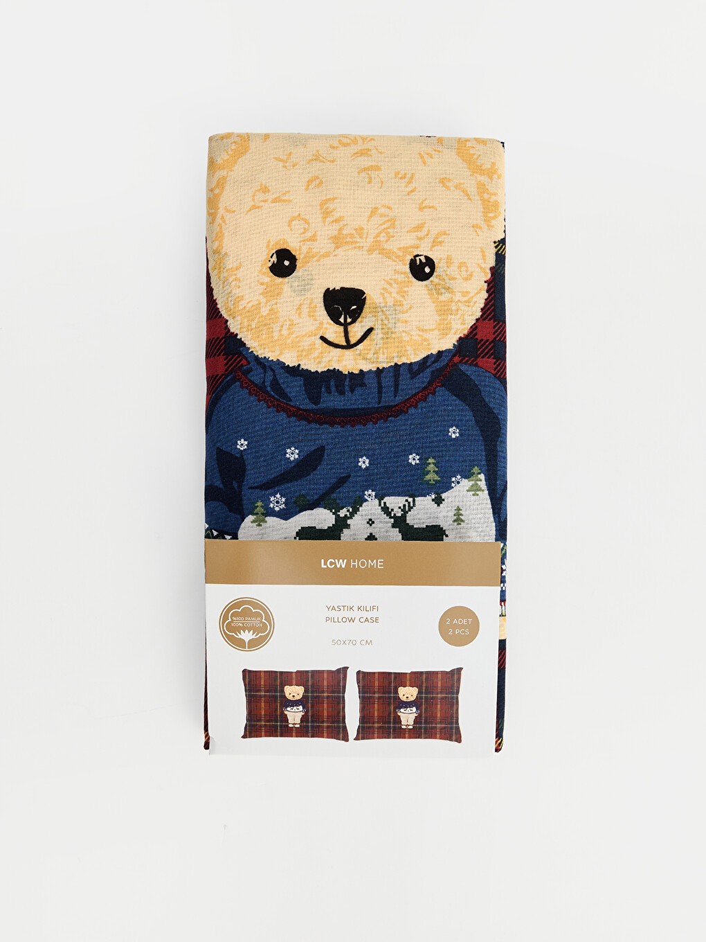 Karışık 2'li Ayı Teddy Baskılı Yastık Kılıfı 50x70 Cm-1