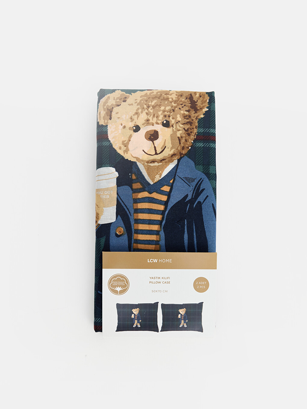 Karışık 2'li Ayı Teddy Baskılı Yastık Kılıfı 50x70 Cm-1