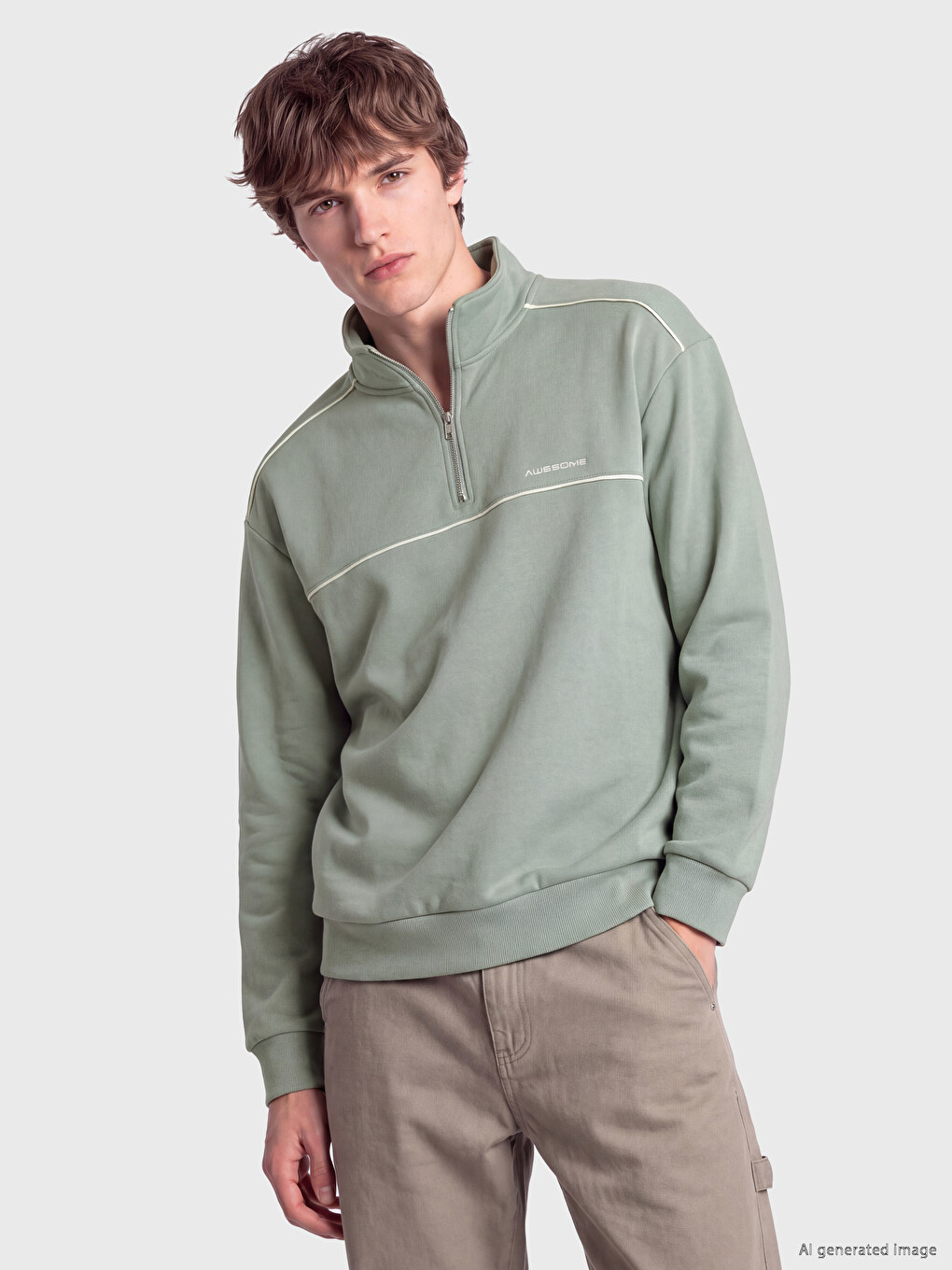 Mock Neck Printed Men's Sweatshirt